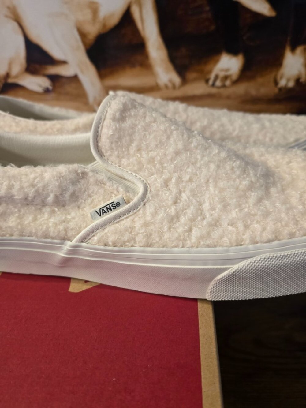 Vans Slip-On File Fleece Sneakers Skate Shoes Sherpa White VN000EACCJ7 US 13 - Picture 3 of 14